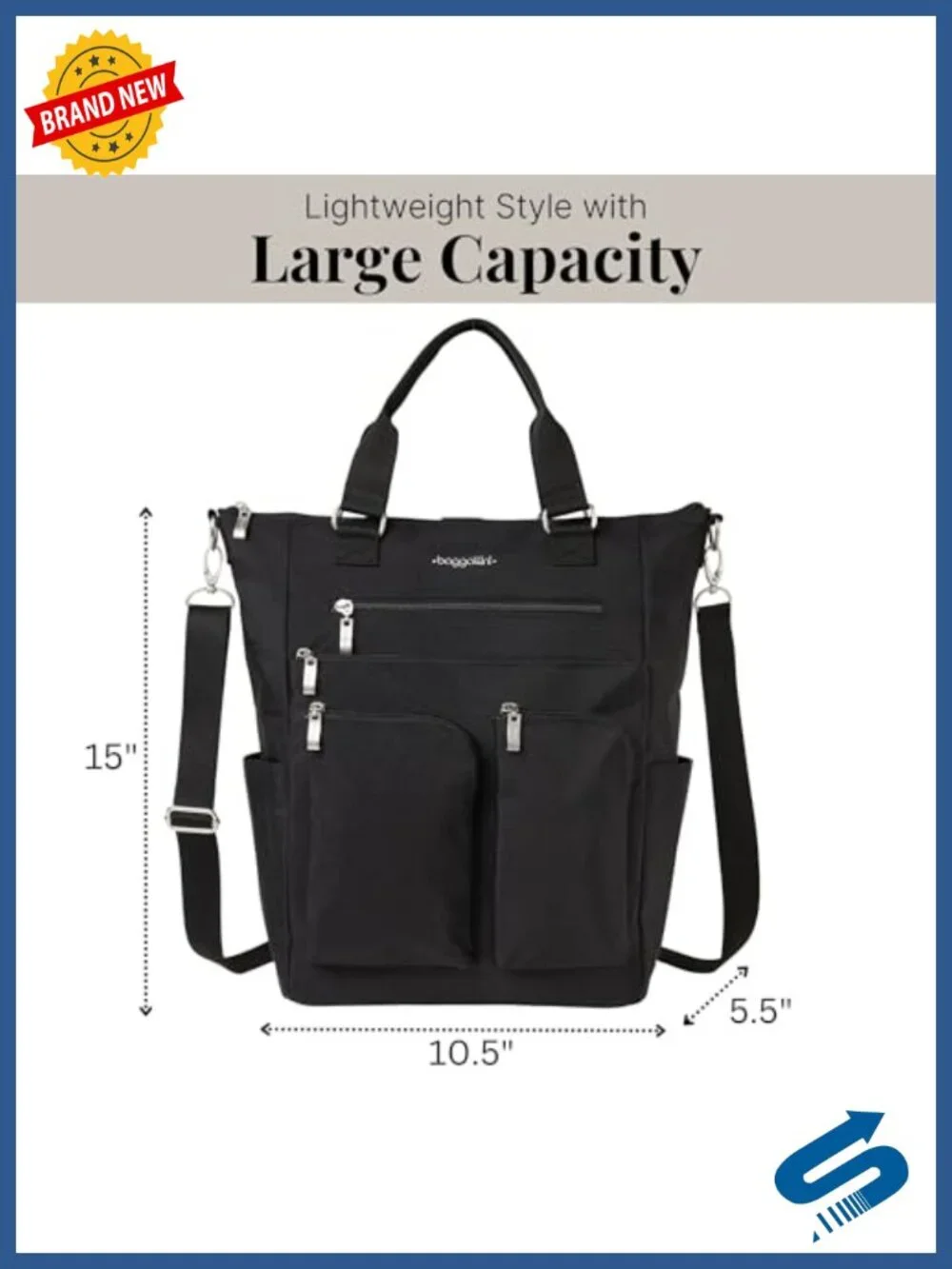 Nylon Convertible Backpack Tote Crossbody RFID Travel Bag